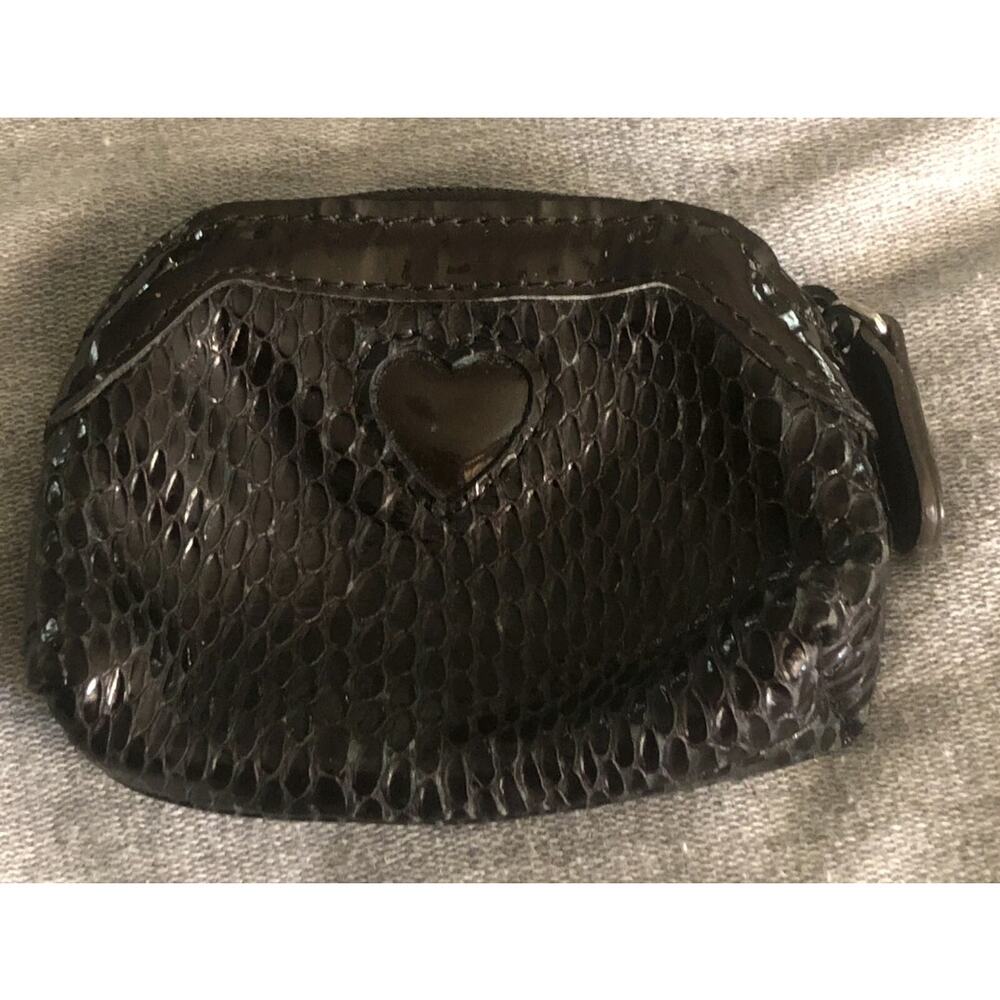 Brighton Vintage Snakeskin Embossed Patent Leather Zip Coin Purse Earbud Case